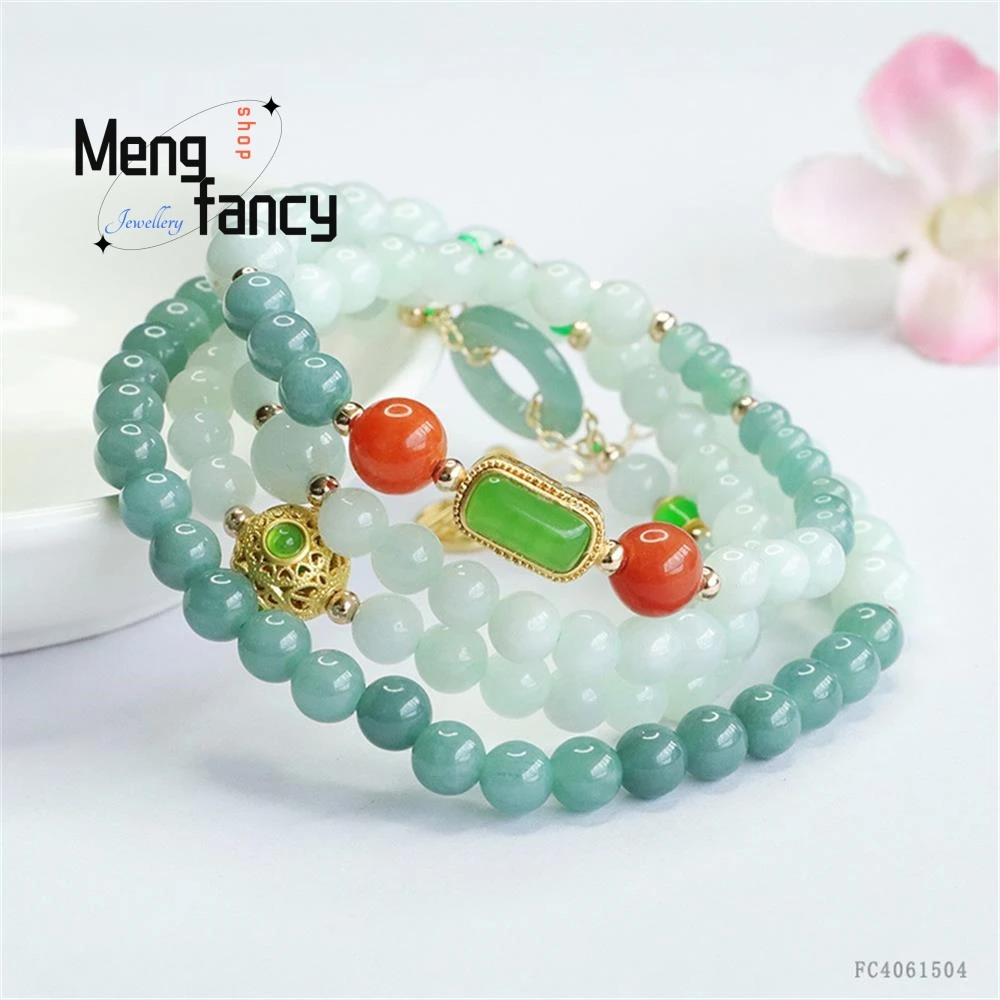 Natural A-goods Jadeite Necklace Blue Water Ping On Buckle Jade Stone Bracelet Exquisite High-grade Luxury Quality Fine Jewelry