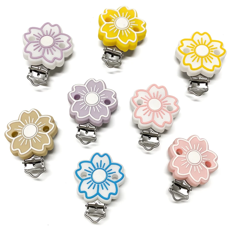 3/10pcs Pacifier Clips Pacifier Chain Sakura Shape Silicone Beads For DIY Jewelry Making Necklace Accessorie