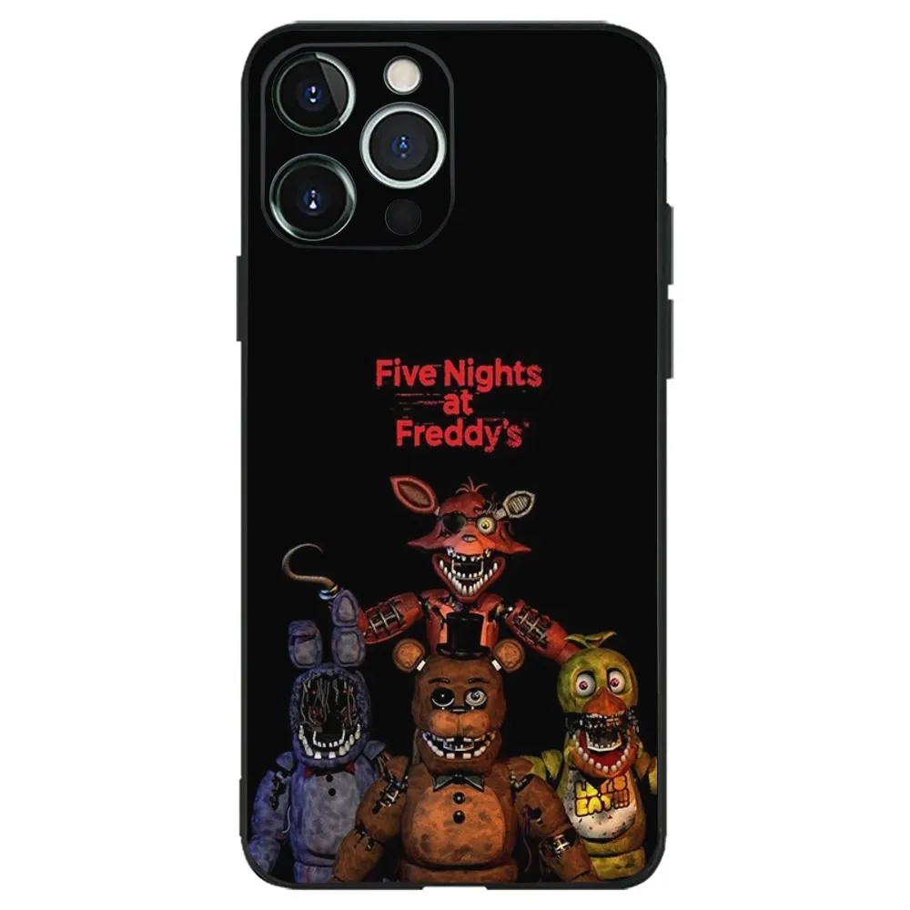 Five-Nights-At-Freddys F-Fnaf Phone Case For iPhone 16,15,14,13,12,11,Plus,Pro Max,XS,X,XR,SE,Mini,8,7 Soft Silicone Black Cover