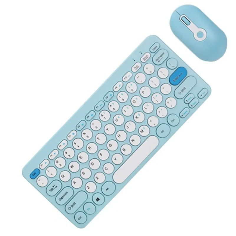 

Новый набор беспроводной клавиатуры HK09 Macaron с круглыми клавишами, 78-клавишный мини-настольный ноутбук, универсальный