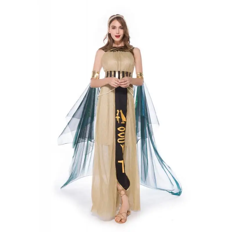 زي تنكري للهالوين عبر الحدود، زي الفرعون والملكة، ملابس الأمير والأميرة الرومانية القديمة، زي مسرحي عرقي للنساء #3