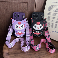 For Huawei P20 30 40 50 60 70 80 Mate 10 20 lite Pro Y9s Prime Purple Kuromi Wallet Case With Rope