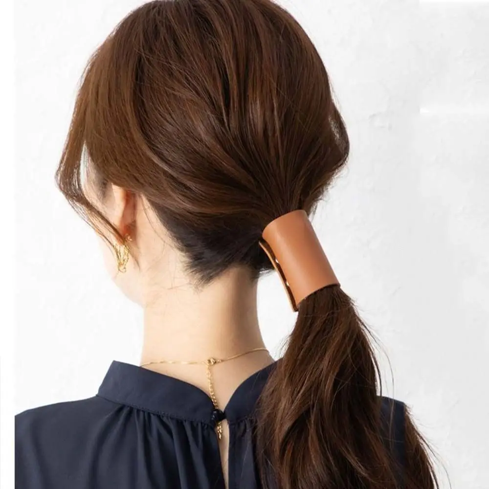 Accessories Hair Wrap Hairpins Hair Barrette PU Leather Hair Band Korean Style Hair Cuff Women's hair clips Ponytail Holder