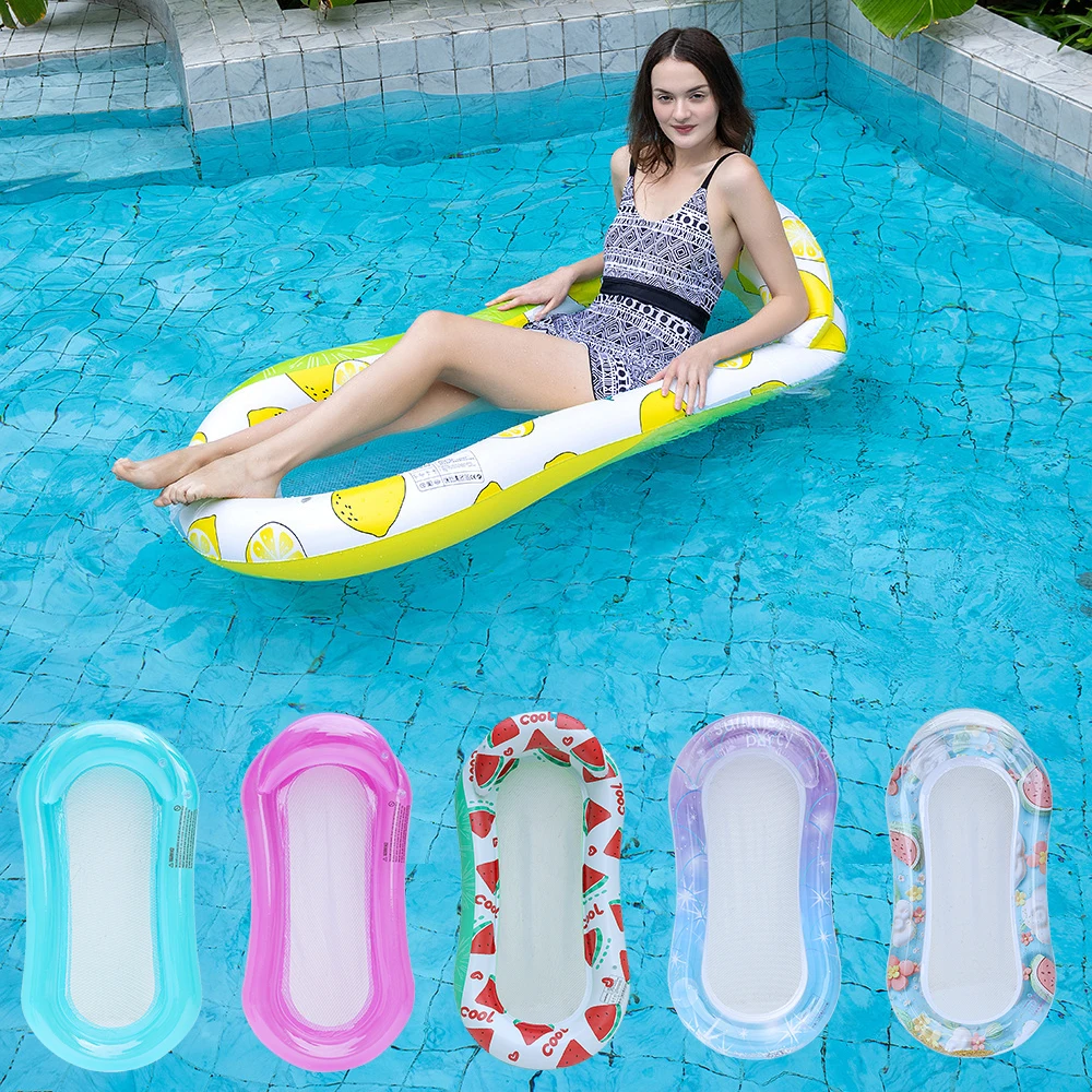 Rooxin Inflatable Floats เตียงแหวนว่ายน้ําหลอดน้ํา Leisure เตียงว่ายน้ํา Air ที่นอนสระว่ายน้ําเตียงนอน Beach Lounger เก้าอี้