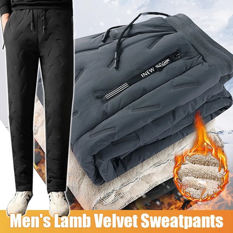 Men Winter Warm Fleece Thick Cargo Pants Outdoor Overalls Pants Lamb Wool Sweatpants Waterproof Men Cotton Trousers Big Size 6XL