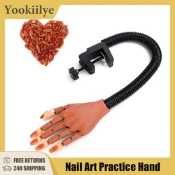 Practice Hand for Acrylic Nails 100 Pcs Nail Tips Flexible Training Hand Professional Nail Art Hand Tool Adjustable False Finger