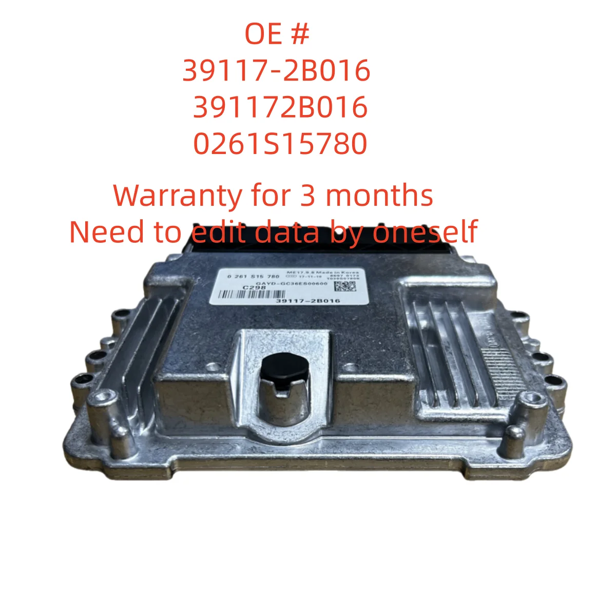 High quality  39117-2B016  391172B016 0261S15780  ECU Car Engine Computer Board Electronic Control Unit ME17.9.8 for Hyundai