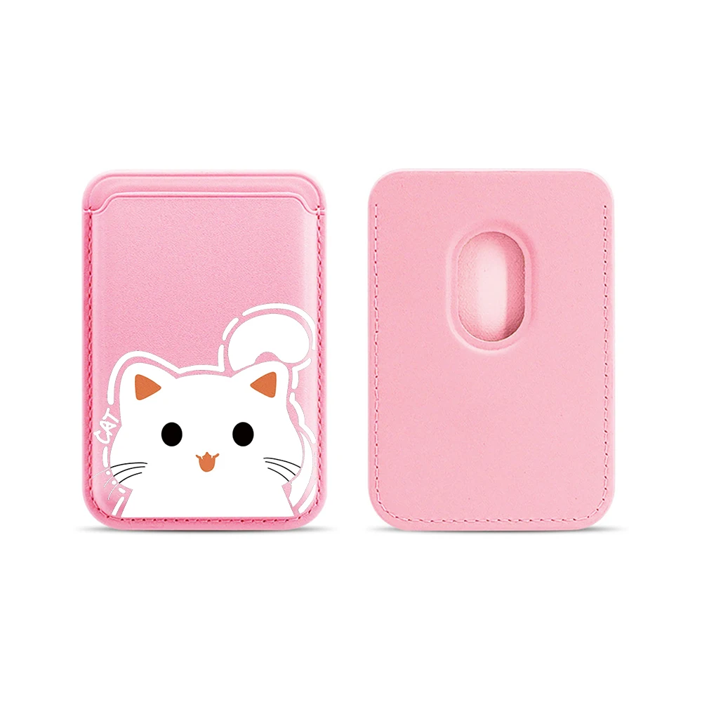 Katzen-Leder-Kartenetui Handyhülle Kartenhalter für Magnetische Hülle Geeignet für alle iPhones mit Magsafe-Kartenfunktion Niedliche Rückentasche – Detail 15