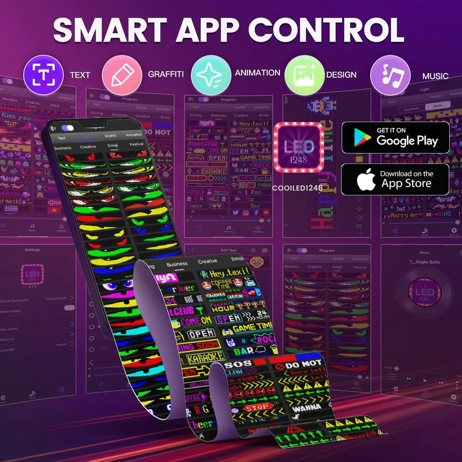 Programowalny elastyczny panel LED Matrix RGB z animacją przewijaną tekstem do reklamy biznesowej, samochodowej, sklepowej, barowej, festiwalowej