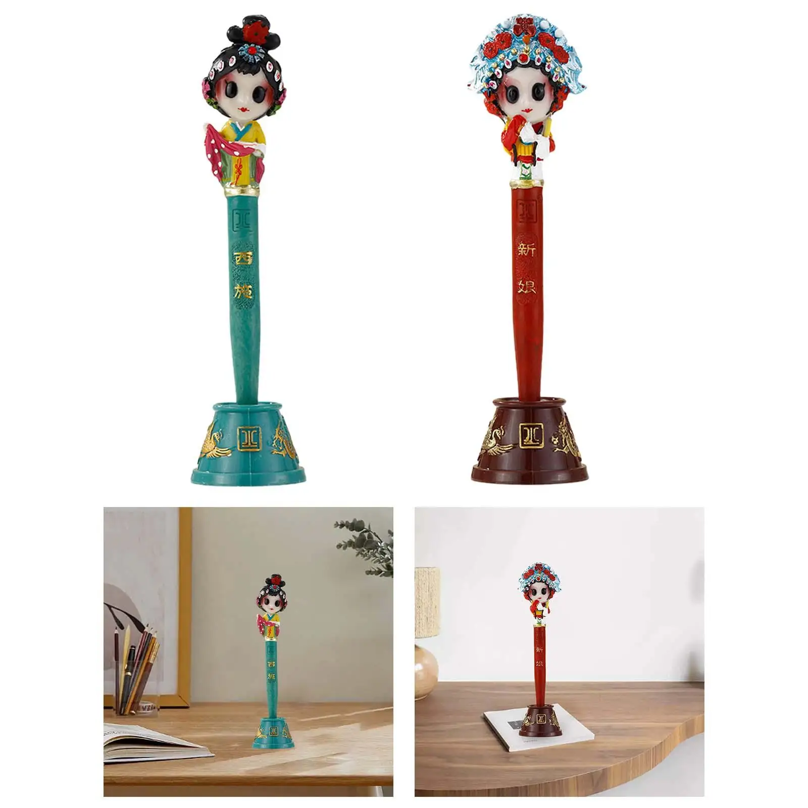 북경 오페라 마스크 펜 장식, 중국 드라마 캐릭터 볼펜, 축제 생일 여행 휴일 데스크탑 장식