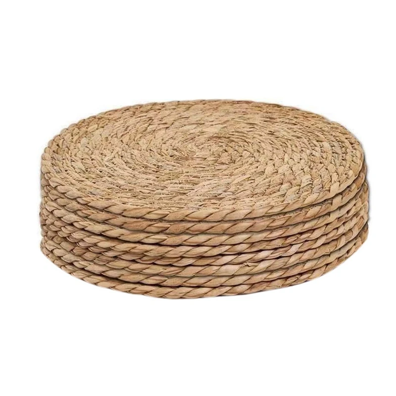 Promotion!Natural Water Hyacinth Placemats Set Of 8, Heat Resistan T Rattan Woven Mats For Outdoor Dining