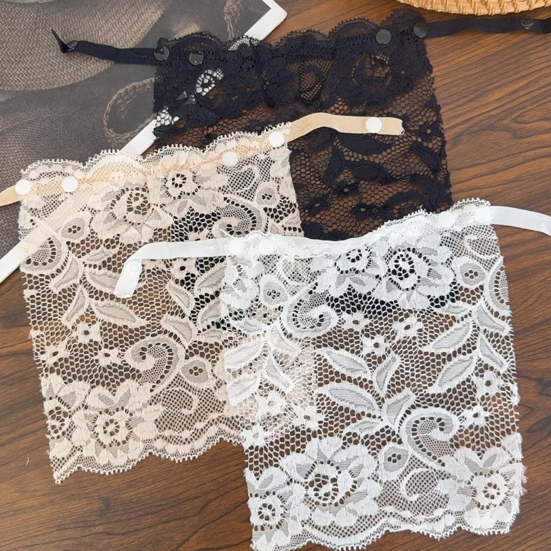 New Lace Concealed Collar Anti Glare Chest Block Women's One-piece Strapless Base Thin Design Invisible Adjustable Fake Collar