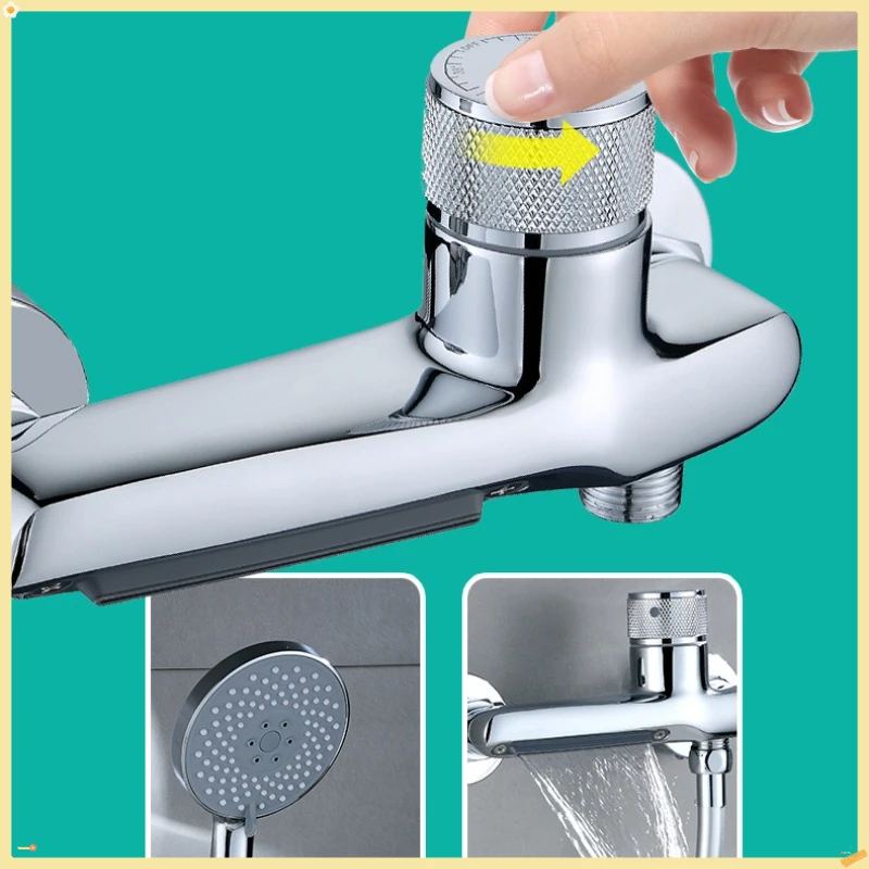 Wall Mounted Brass Shower Faucet Bathroom Combination Mixer Tap Hot Cold Shower Mixing Valve Single Handle Bathtub Faucet