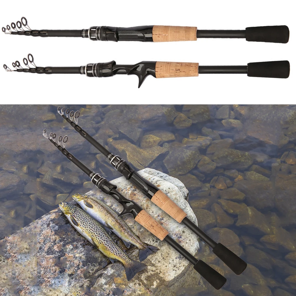 Ultralight Fishing Jigging Pole Lightweight Collapsible Fishing Baitcasting Rod Portable for Saltwater Freshwater Fishing