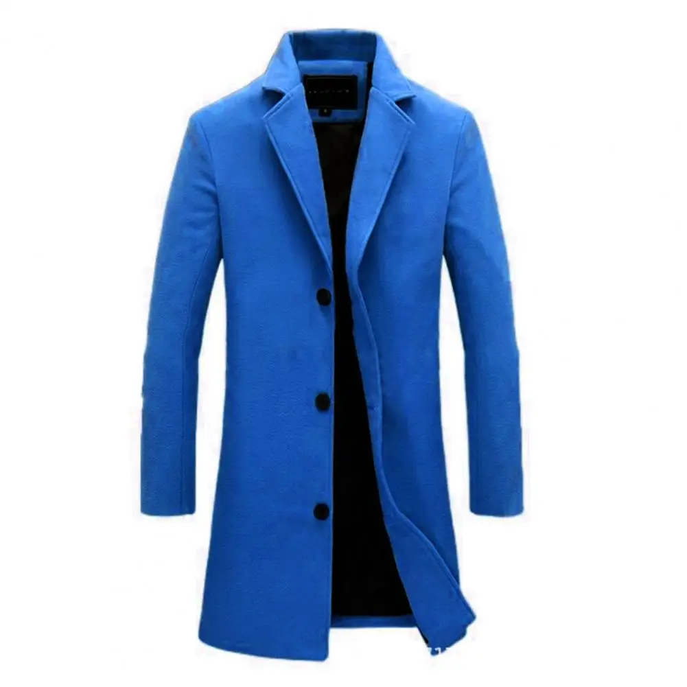 Decorative Men Jacket Easy Match Polyester Single Breasted Men Overcoat for Winter