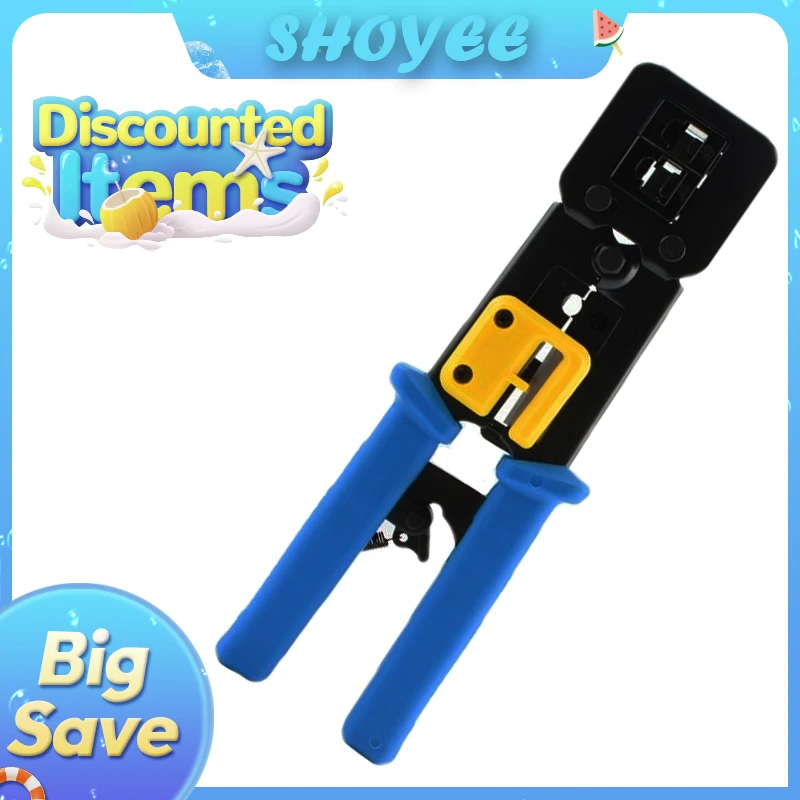

New Pass Through RJ45 crimper hand network tools pliers cat5 cat6 8p8c Cable Stripper pressing clamp tongs clip multi function