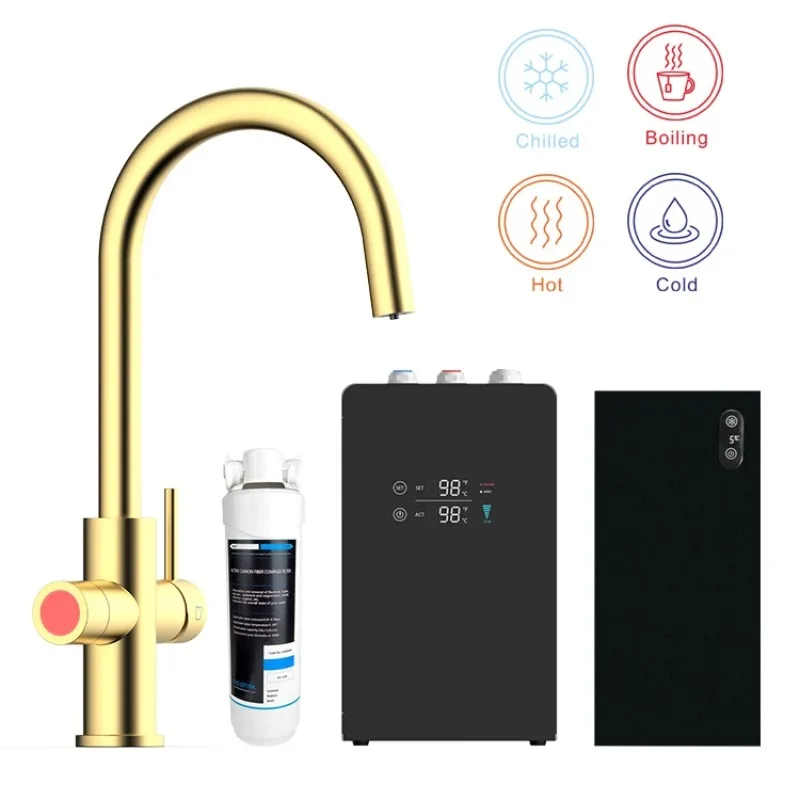 【Best Selling】Iwater China Countertop Gold Hot Drink Dispenser Instant Heater Chillers Water Faucets With Filter System