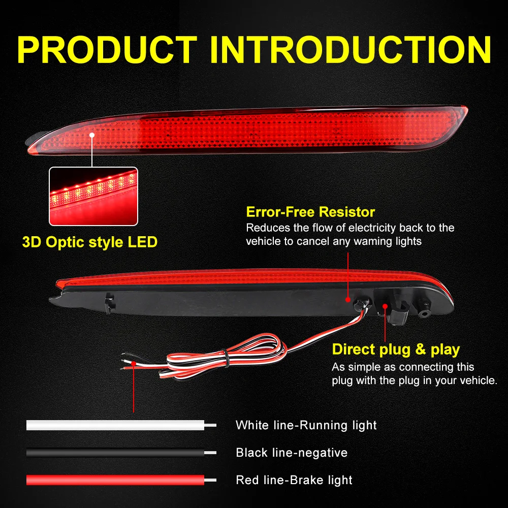 1 Pair For Mazda3 Mazda 3 2010 2011 2012 2013 Red/Black Smoked Lens LED Bumper Reflector Tail Brake Light For MAZDASPEED3