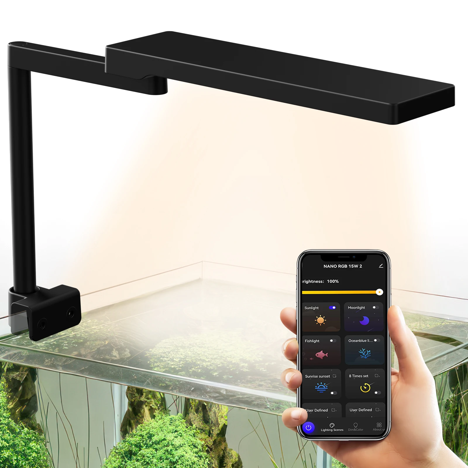 

9.1 Inches Blue White LED Aquarium Light Clip on Small Led Light for Planted Saltwater Freshwater Fish Tank 15W 20W