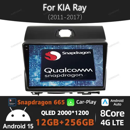 Android 15 Radio del coche para KIA Ray 2011 - 2017 reproductor de vídeo Multimedia Carplay Auto GPS NAVI 4G WIFI unidad principal 2K pantalla QLED 2DIN
