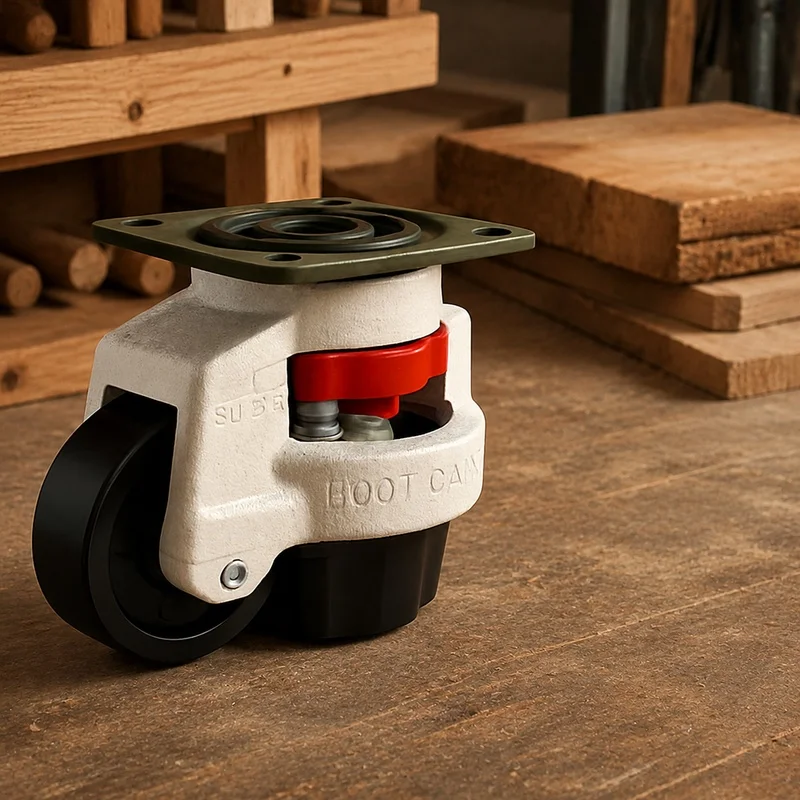Durable Workbench Caster Wheels with Height Adjustment and Slip-Resistant Design for Industrial Machinery