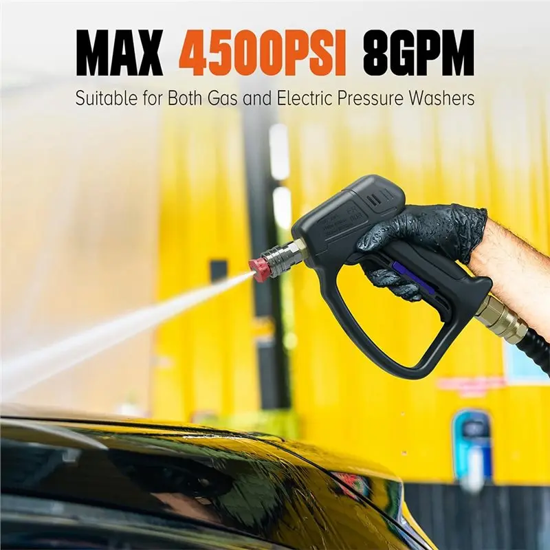 MOPHE-Car Detailing Kit Includes Short Pressure Washer Gun& High Pressure Washer Gun 4500 PSI M22-14Mm 3/8