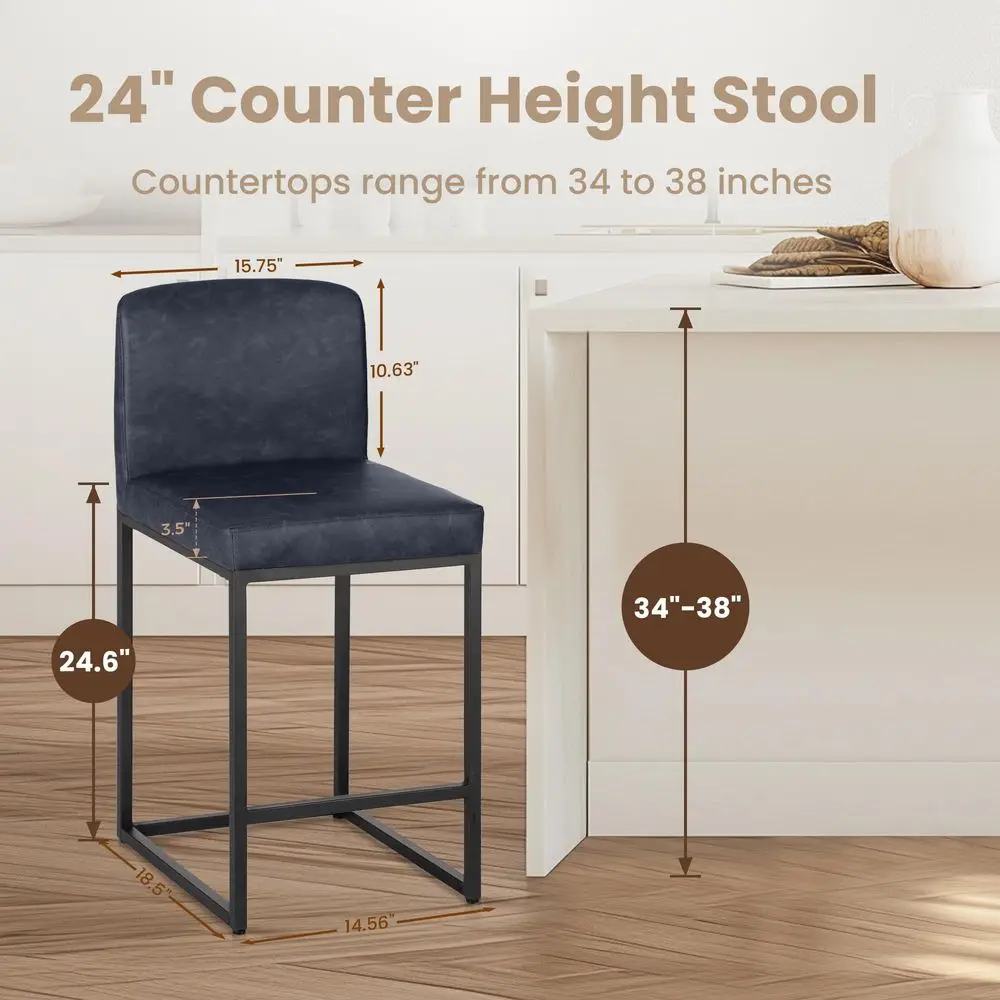 

Bar Stools Set of 4 Counter Height Chairs Faux Leather Barstools 24 inch Bar Stool, Kitchen Stool with Back