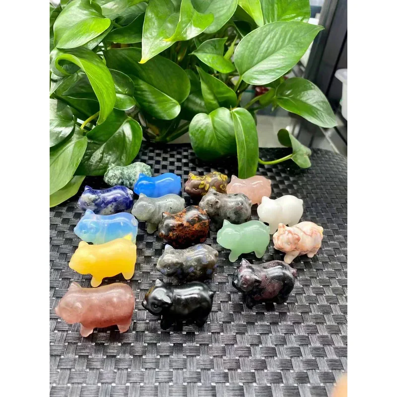 

Genbaby natural crystal carvings small pig money pig 5 pcs/bag random material cute carving