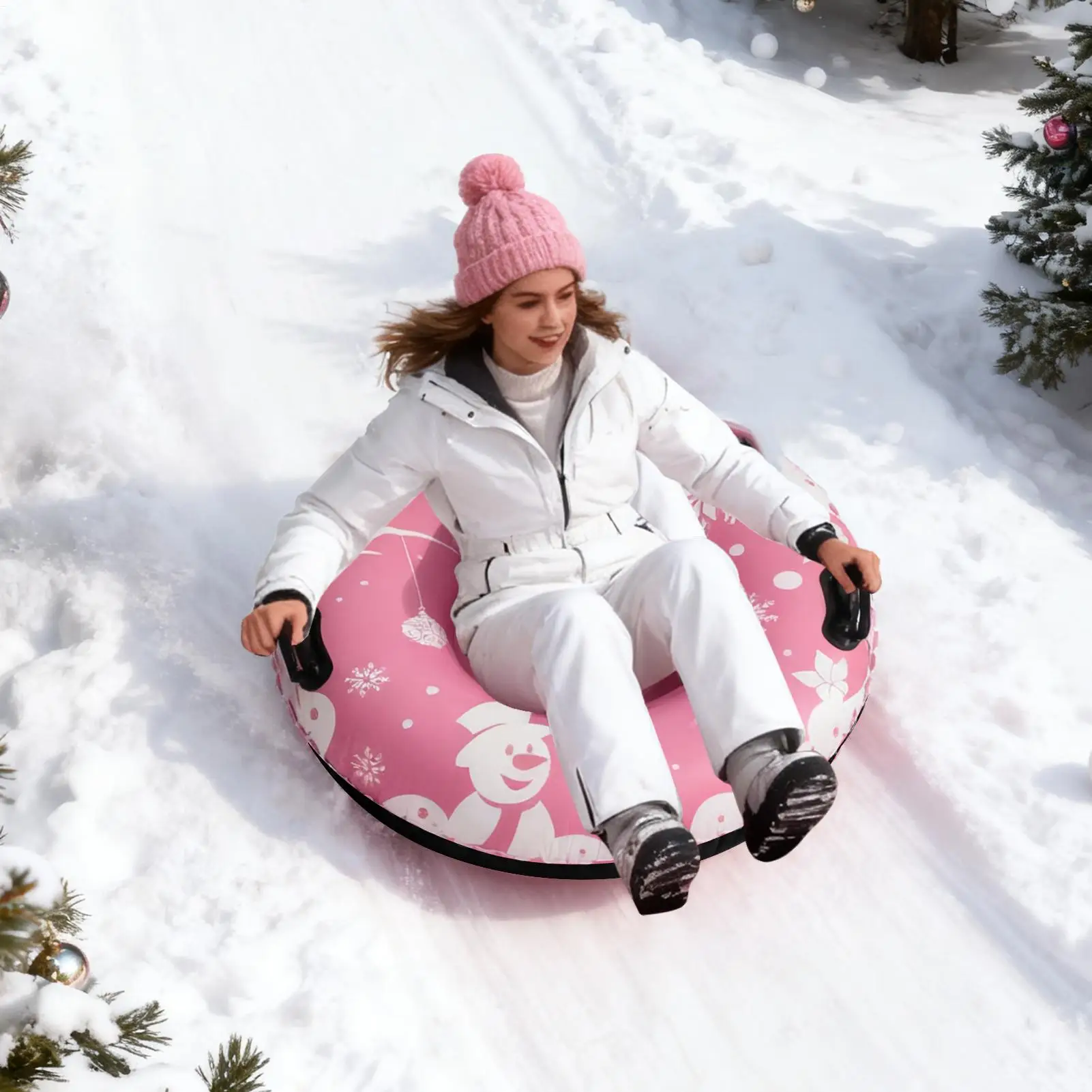 

Snow Tubes Christmas Inflatable Snow Sled Tube Abrasion Proof Sledding Ring for Outdoor Driveway Walkway Pool Gathering Party