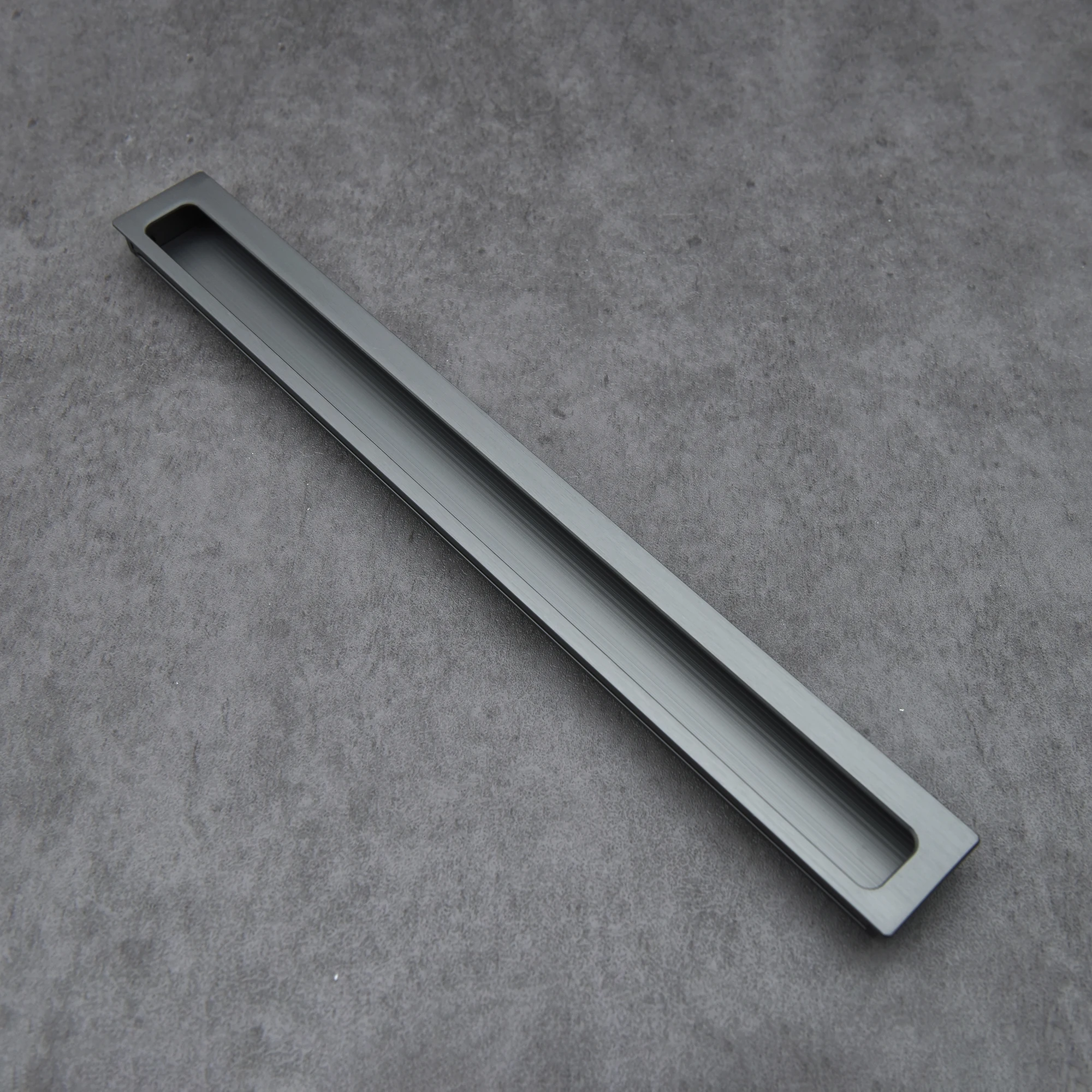 Aluminum Alloy Slotted Embedded Installation Cabinet Handles Black Invisible Sliding Door Pulls Modern Simple Funriture Hardware