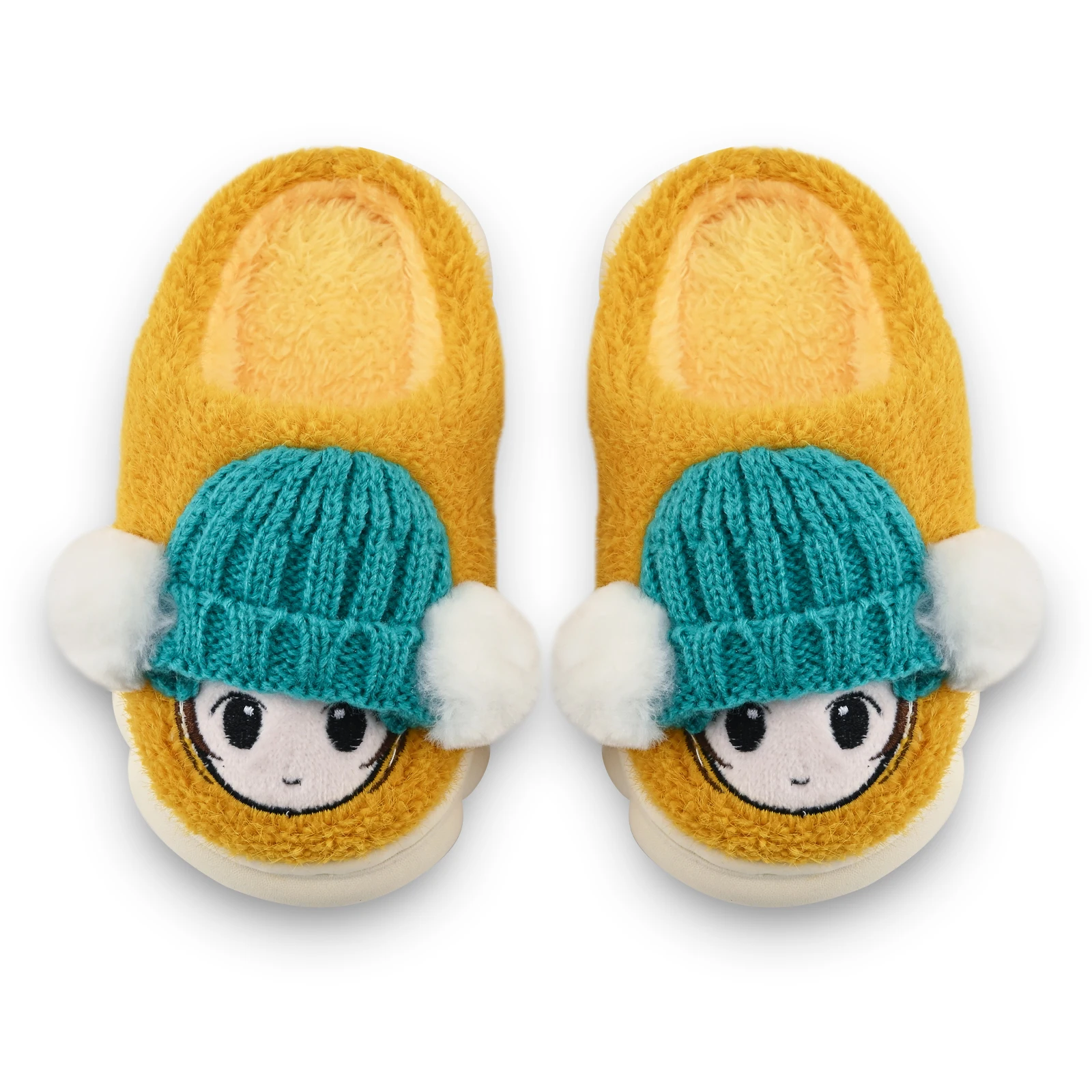 Toddler Kids Cartoon Plush Slippers Winter Warm Fuzzy House Shoes Indoor Home Non-slip Slippers for Boys Girls