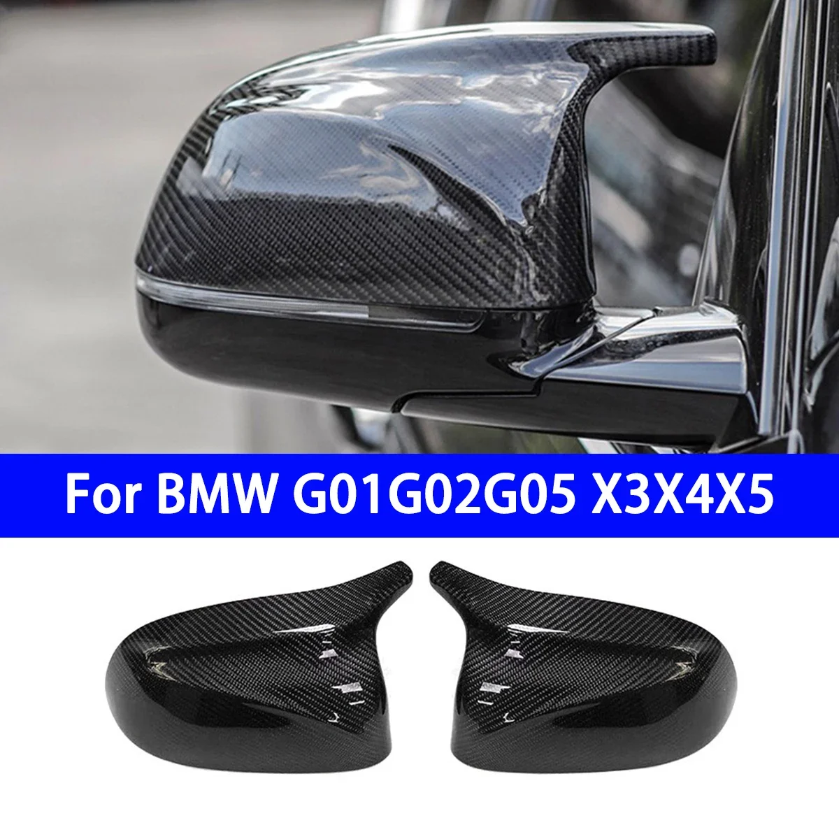 

Suitable for BMW G01G02G05 X3X4X5 Cow Horn Genuine Carbon Fiber Rearview Mirror Shell and Reverse Mirror Cover Replacement