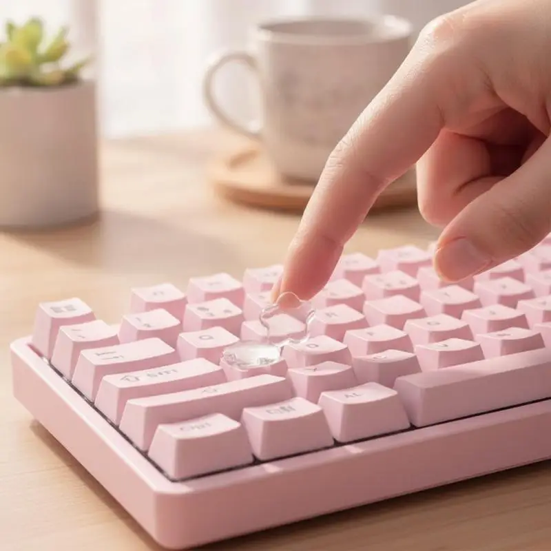 100Pcs Raised Pad Keyboard Stickers Magnified Letter Long Nails Friendly Typing Protective Cover for Glass Keyboards