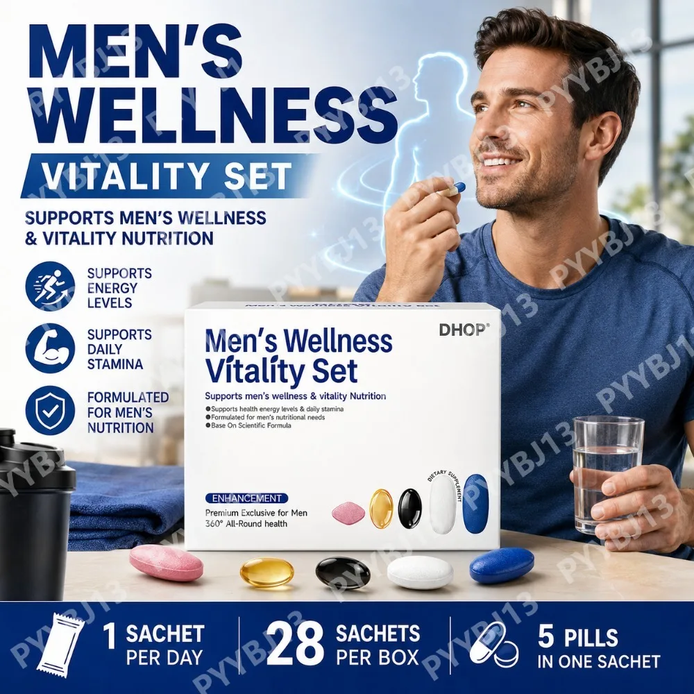 DHOP Men's Vitality Daily Supplement Pack Oyster Maca Cistanche Tablets Ashwagandha NMN DHA Capsules for Men's Energy Support
