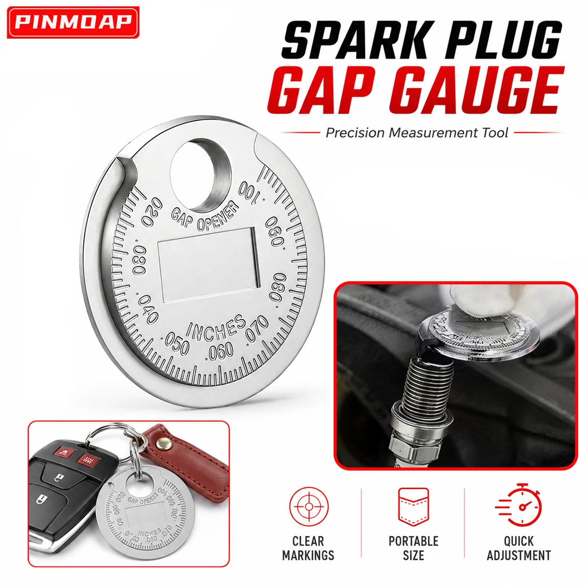 Spark Plug Gap Measuring Tool 0.6-2.4mm Thickness Gauge Precision Gap Tester Portable Tool For Motorcycle Car Engine