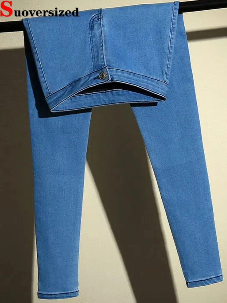 Dünne Hohe Taille Jeans Casual Leggings Mode Vaqueros 8XL Silm Bleistift Stretch Denim Hosen Große Größe Spodnie Frauen Pantalon