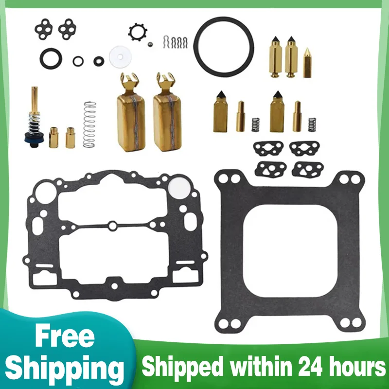 18-7448 Carburetor rebuild Kit For Weber Marine W-4 BBL Mercruiser 809064  With Brass Floats and Accelerator Pump 8M0120193