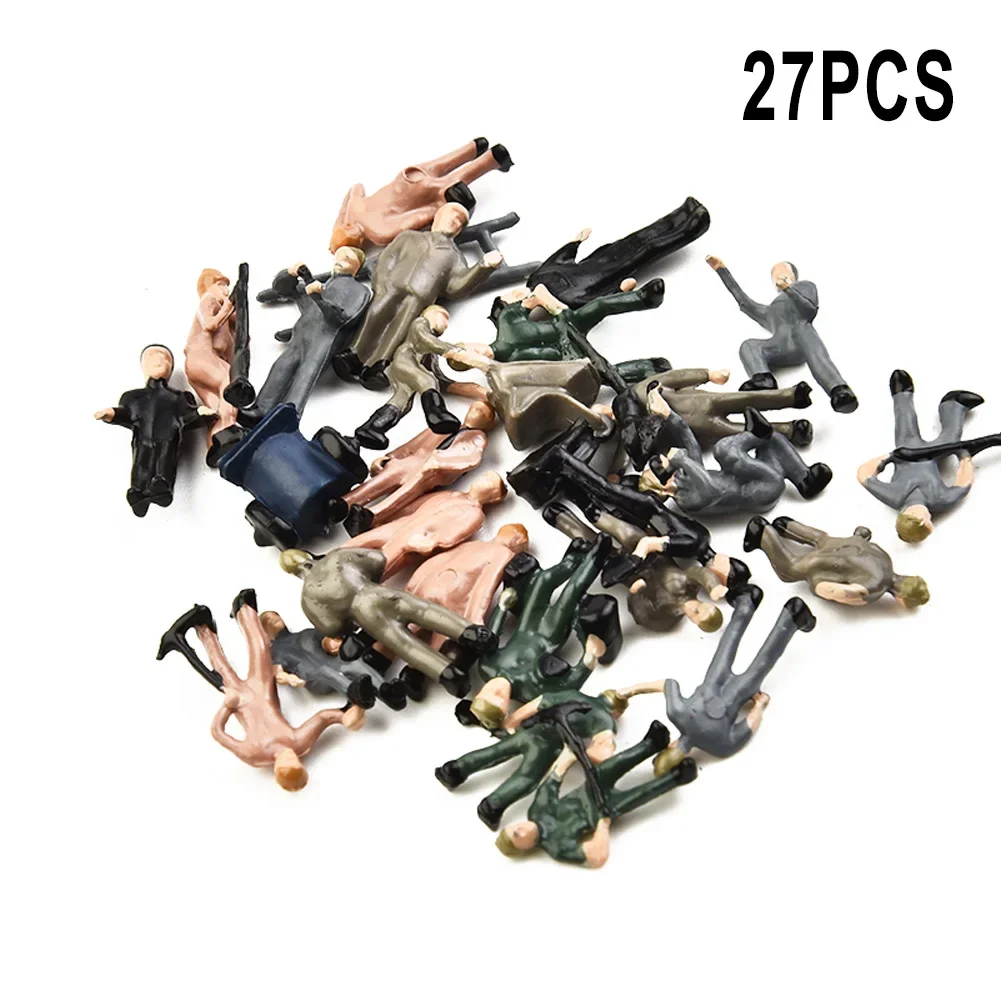 27Pcs Model Train Track Railroad Worker People Figures With Tools 1:87 HO Scale Home Garden Mini Ornament Worker/stand Random