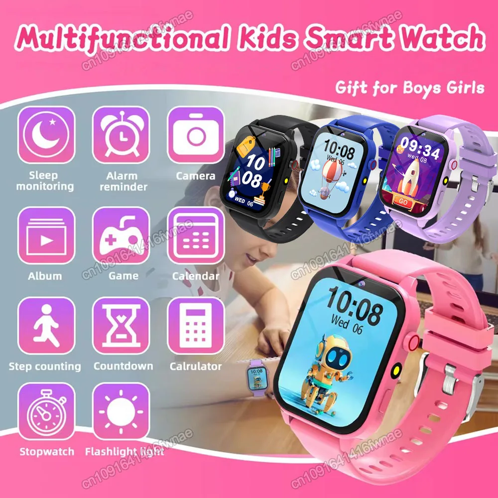 New Smart Watch For Children HD Touch Screen Camera 18 Games Sleep Monitoring Alarm Clock Calculator Birthday Gift Boy Girl HW12