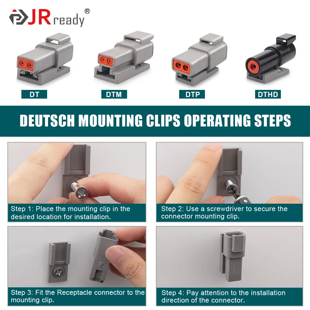 JRready ST6328 Deutsch DT Connector Kit in 2, 3, 4, 6, 8, 12 pin configurations,16#Solid Contact (14-20AWG) Automotive Connector