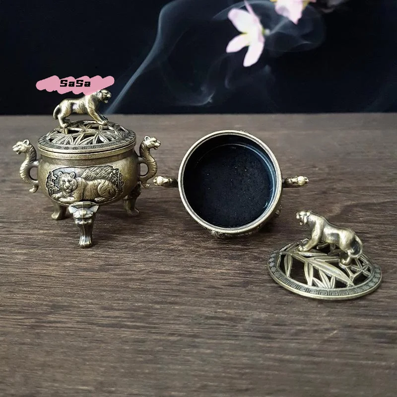 S-1 Pc Tiger Incense Burner Metal Small Incense Burner Ornaments With Handle Yoga Meditation Home Decoration Ancient Style