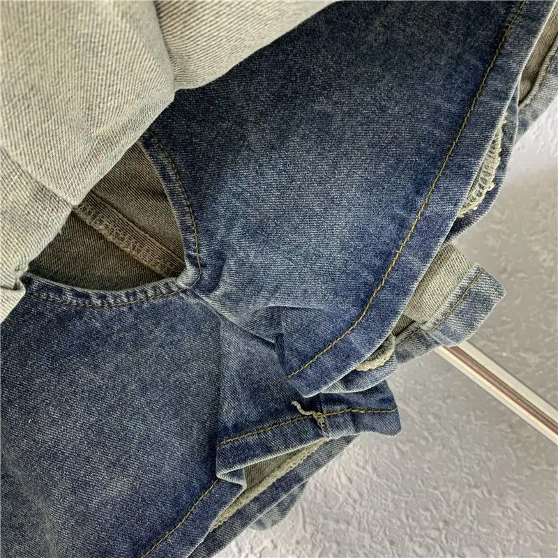 Saia jeans azul bebê retrô, saia em linha A, ajuste solto, magro, curto, menina quente, 2023