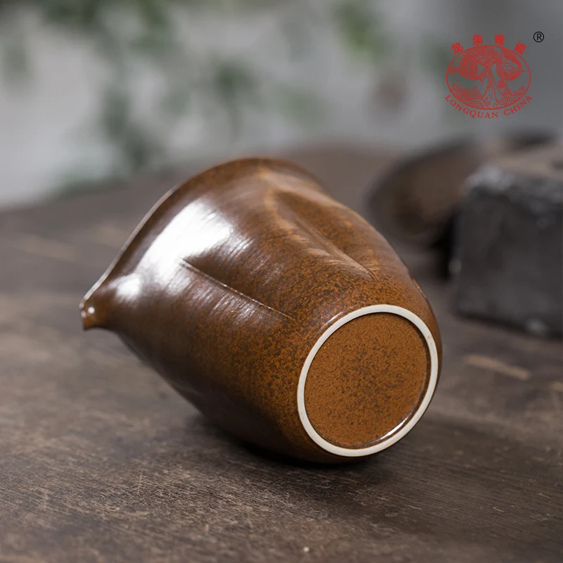 |Longquan Celadon Tea Pitcher Firewood Burning Pitcher Ceramic Master High-End Zhuoxin Weichun Handmade Tea Pot Kung Fu Tea Set