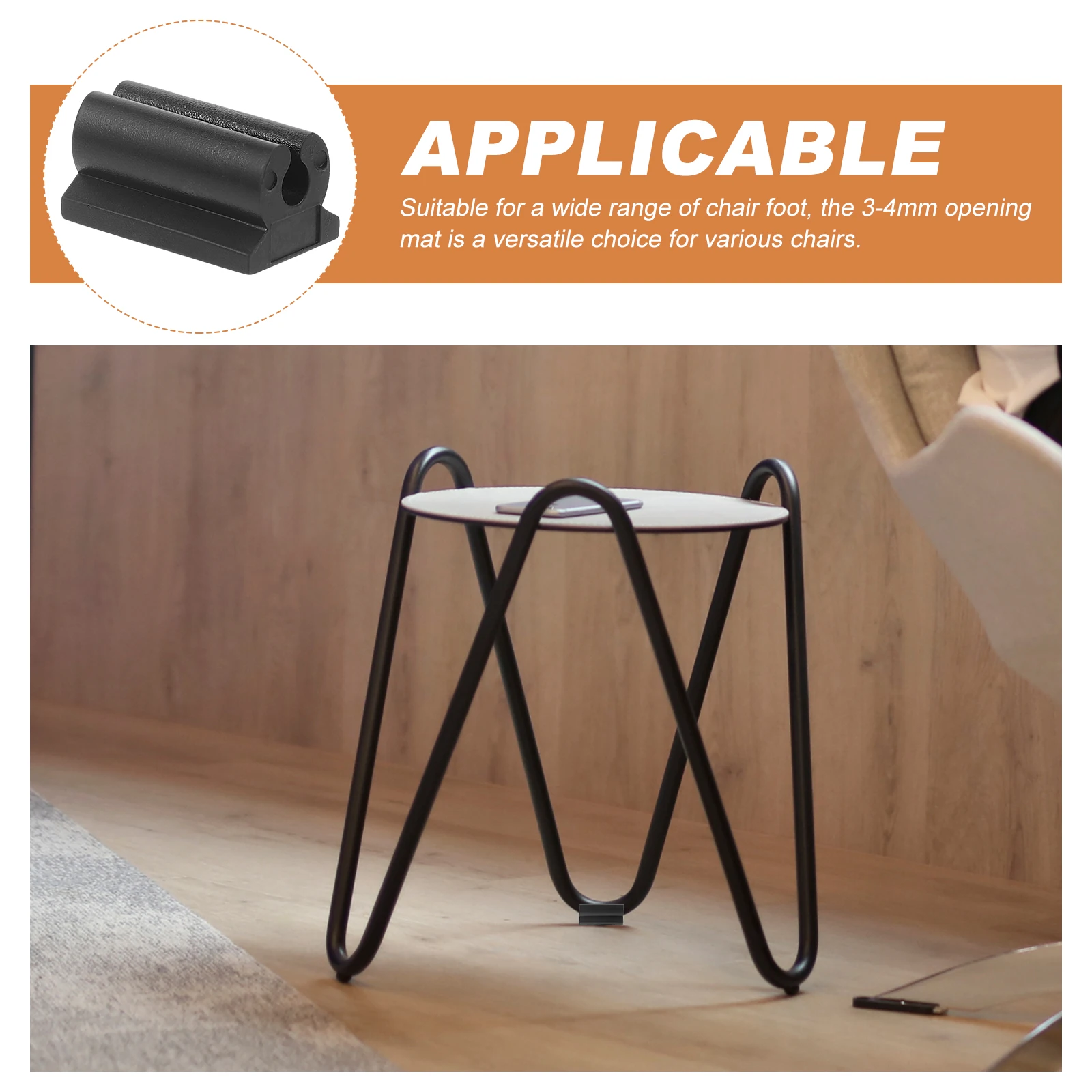 

50pcs Black 3-4mm U Shaped Chair Leg Tips Non Slip Floor Protectors for Office Stool Furniture Legs Durability Skid Proof Chairs