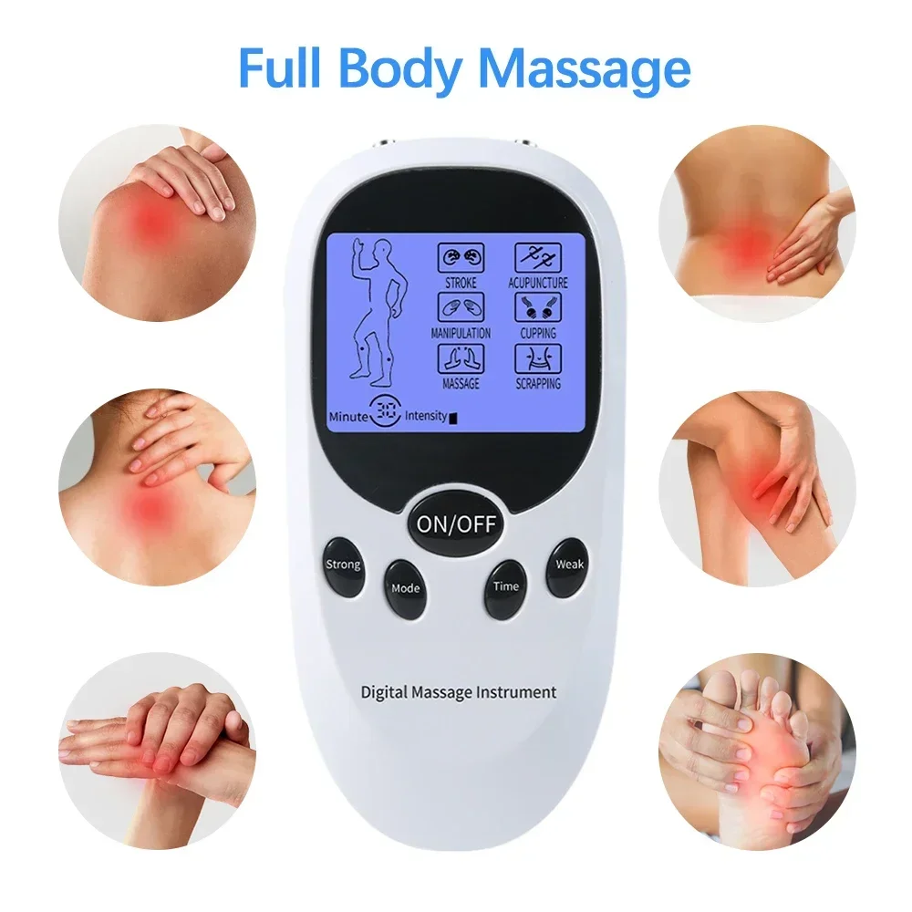 Dual EMS Pulse Electric Muscle Stimulator Back Neck Body Massager Tens Acupuncture Meridian Physiotherapy Digital Massage Tools