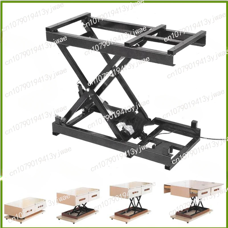 Electric Lift Tea Table 160kg Load Elevation Adjustable Platform Remote Control Motor Table Lifting Hardware Folding Iron Frame