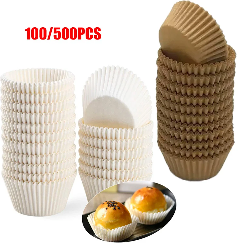 100/500Pcs Baking Cups Cupcake Muffin Liners Paper Cup Baking Molds Greaseproof Wrappers Paper Cups Pastry Tools Baking Supplies