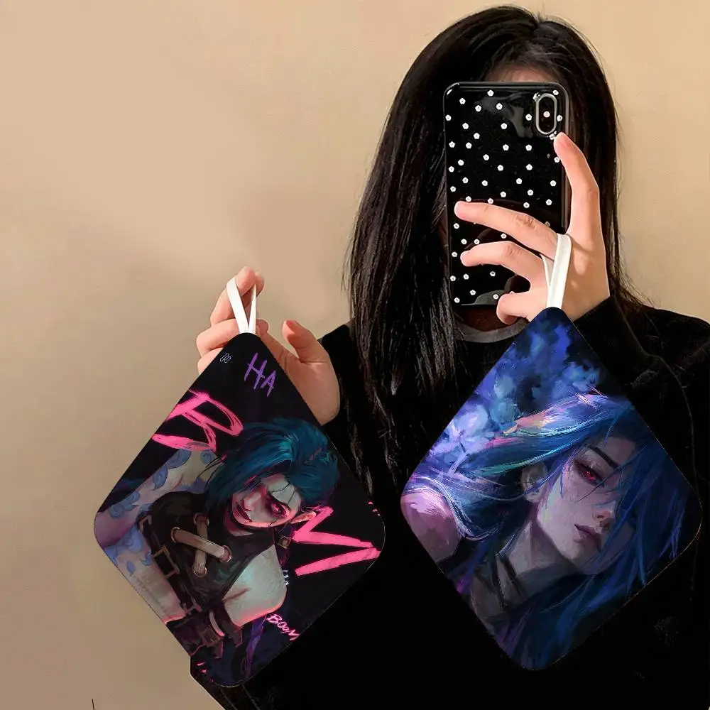 Cartoon Anime Game A-Arcane J-Jinx Polyester Cotton Hand Wiping Towel, Hanging Towel, Quick Dry for Kitchen Bathroom Daily