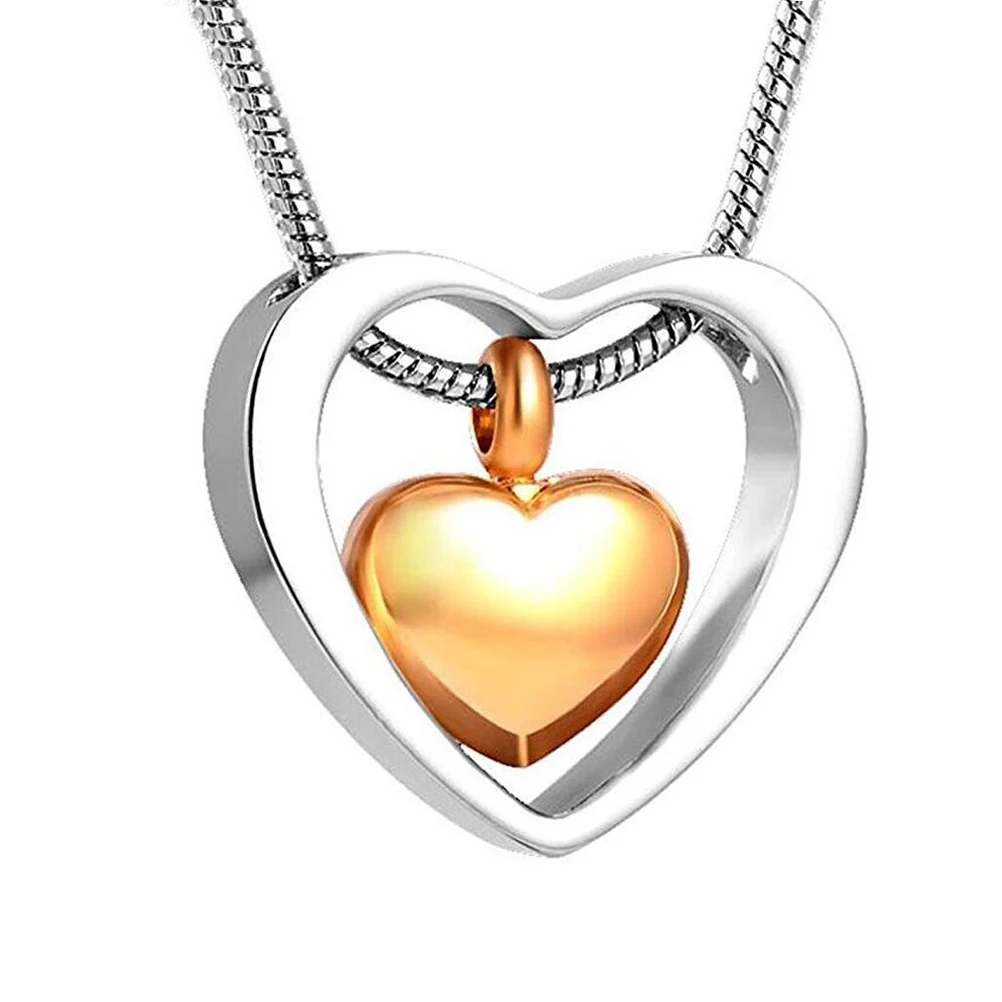 

Openable Double Heart Pendant Necklace Stainless Steel Durable Secure Closure Memorial Jewelry For Ashes Pet Sand