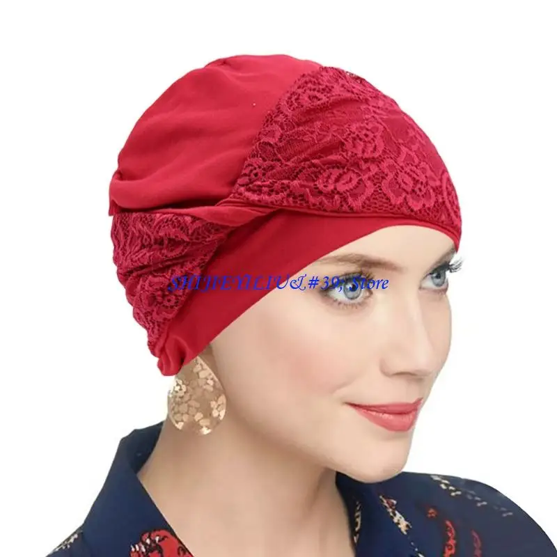 E21F Lace Turban Cap for Daily Styling and Full Hair Coverage Wear